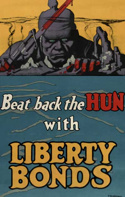 WWI propaganda poster - Beat Back the Hun with Liberty Bonds