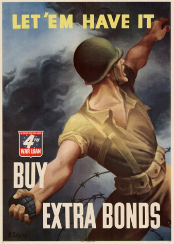 WWII propaganda poster - Let 'Em Have It - 4th War Loan - Buy Extra Bonds